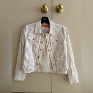 White Denim Jacket and Skirt Set